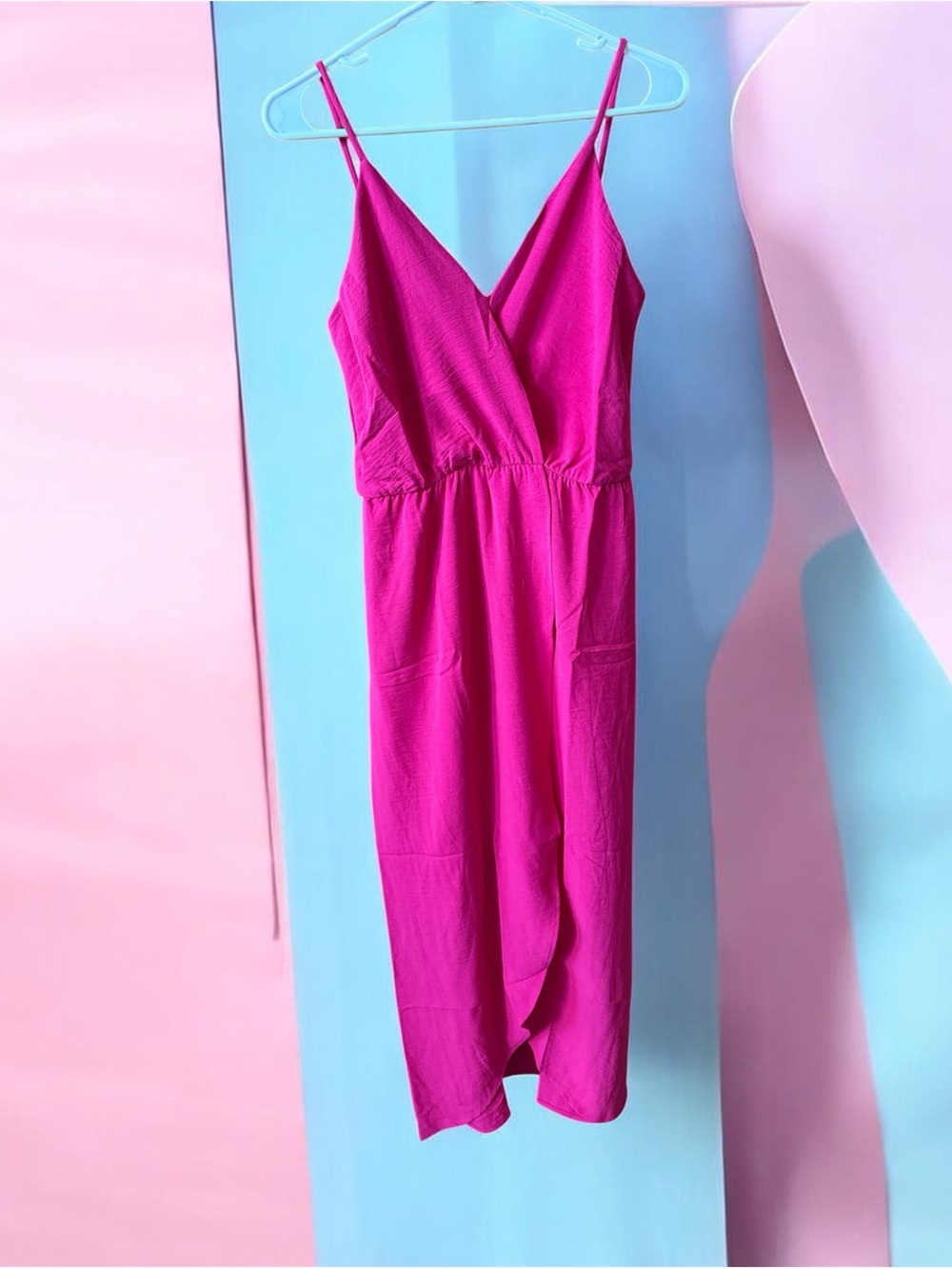 Women’s Fuchsia Spaghetti Strap Midi Dress